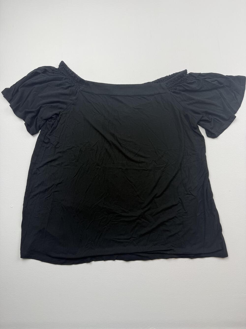 J. Jill Blouse Womens L Black Off Shoulder Short Flutter Sleeve Tunic Top